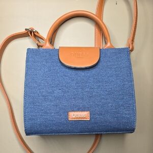 GUESS Blue and Tan Crossbody Bag